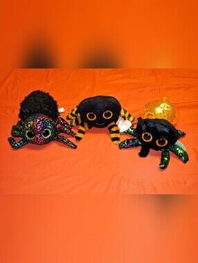 Ty Halloween Beanie Boo Plushies 7" COBB, GLINT, & LEGGZ 2-Swing, 3-Tush Tag EUC